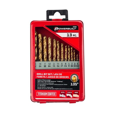 Powerbuilt 13 Pc Titanium Coated Drill Bit Set 642603